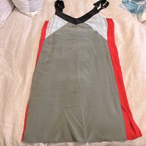 Equipment silk midi dress size L olive/pink/baby blue